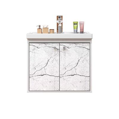 Gabinete Para Banheiro Aster 51cm Com Cuba Cerocha Branco/ Marmorizado Branco