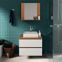 Conjunto Para Banheiro Com Cuba E Espelho Amendoa Branco - 3