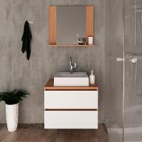 Conjunto Para Banheiro Com Cuba E Espelho Amendoa Branco - 9