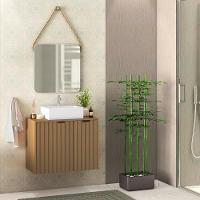 Balcão Gabinete Para Banheiro 80 Cm 2 Gavetas Nogal Amêndoa - 2