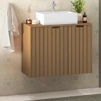 Balcão Gabinete Para Banheiro 80 Cm 2 Gavetas Nogal Amêndoa - 3