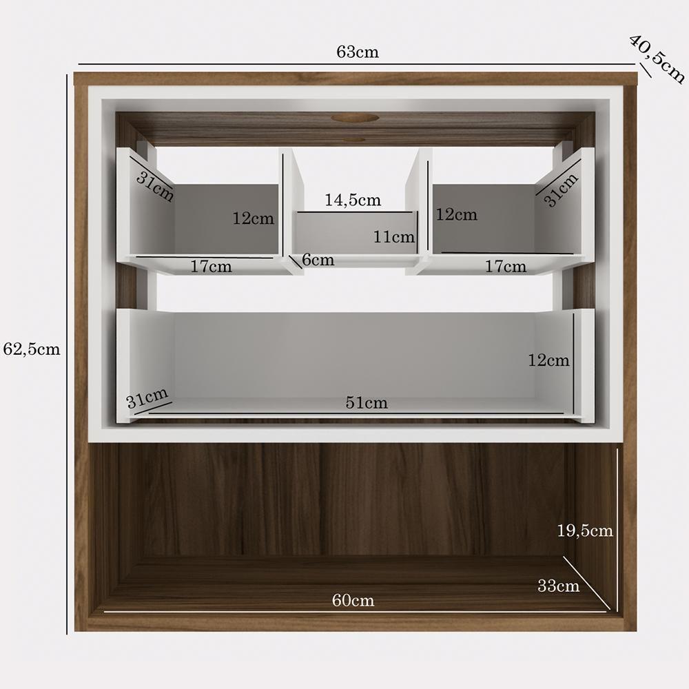 Conj Para Banheiro Gabinete 60cm Com Cuba E Armário Branco - 10