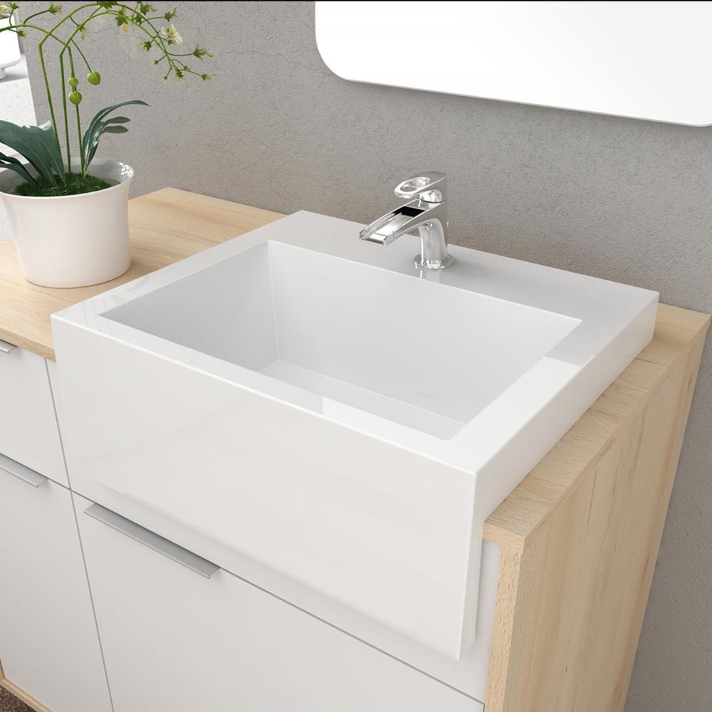 Balcão Gabinete Para Banheiro 80cm 2 Gavetas Com Cuba Branco - 8