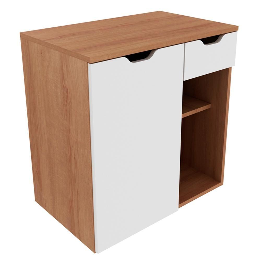 Gabinete Suspenso Para Cuba De Banheiro Amendoa Branco - 6