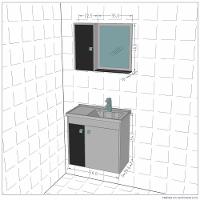 Gabinete Com Cuba E Armário Arlon Branco Preto - 2