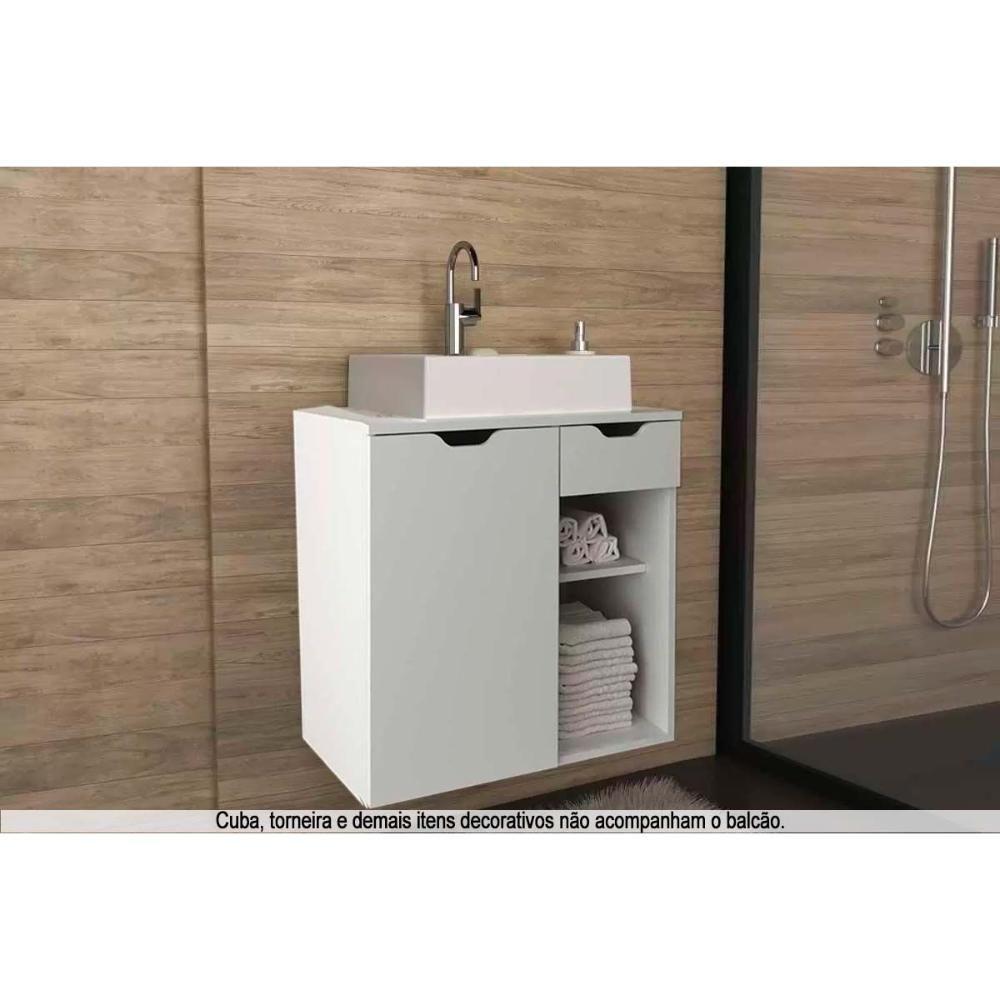 Gabinete de Banheiro Suspenso BN3605 1 Porta 1 Gaveta cor Branco - Tecno Mobili - 1