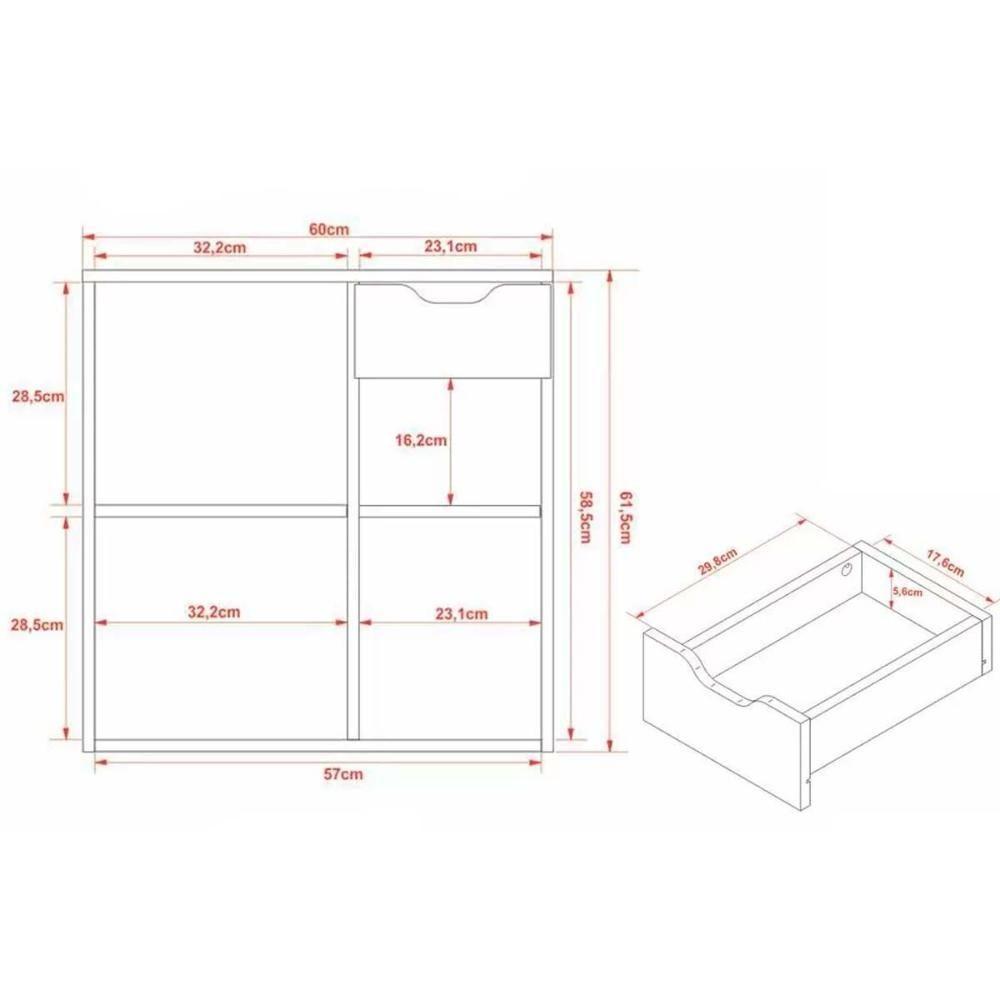 Gabinete de Banheiro Suspenso BN3605 1 Porta 1 Gaveta cor Branco - Tecno Mobili - 2