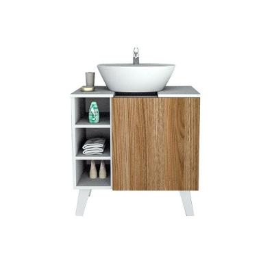 Balcão Gabinete P/ Banheiro 60cm Appunto Branco Castanho
