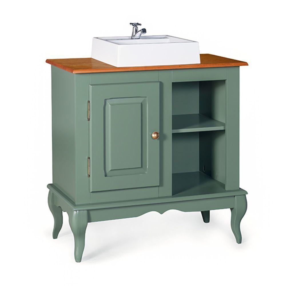 Conjunto Para Banheiro Dália 1 Porta E 2 Nichos Cor Laca - Verde Musgo - 3