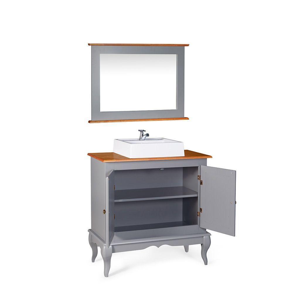 Conjunto Para Banheiro Dália 02 Portas Cor Laca - Cinza - 3