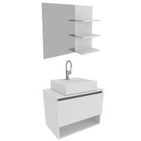 Conjunto Para Banheiro Com Cuba E Espelho Bn5 Branco - 1