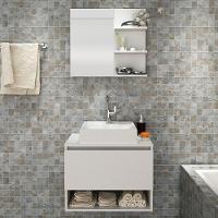 Conjunto Para Banheiro Com Cuba E Espelho Bn5 Branco - 8