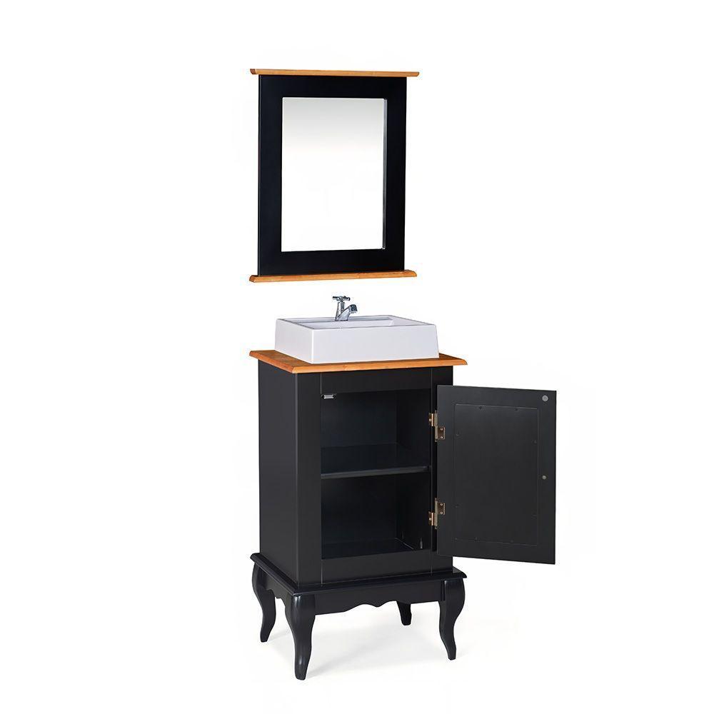 Conjunto Para Banheiro Dália 1 Porta Cor Laca - Preta - 5