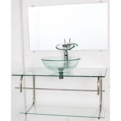 Gabinete De Vidro Inox 90cm Cuba Redonda