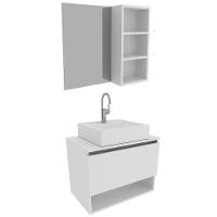 Conjunto Para Banheiro Com Cuba E Espelho Bn6 Branco - 1