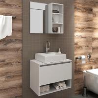 Conjunto Para Banheiro Com Cuba E Espelho Bn6 Branco - 8