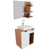 Conjunto Para Banheiro Com Cuba E Espelho Amendoa Branco - 1