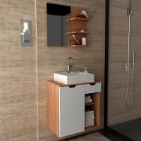 Conjunto Para Banheiro Com Cuba E Espelho Amendoa Branco - 9