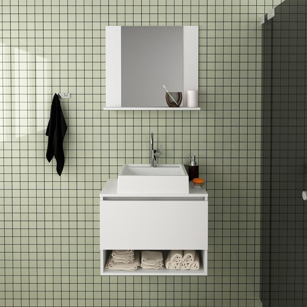 Conjunto Para Banheiro Com Cuba E Espelho Bn7 Branco - 6