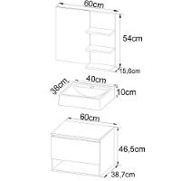 Conjunto Para Banheiro Com Cuba E Espelho Bn5 Amendoa Branco - 2