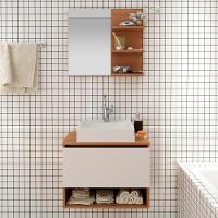 Conjunto Para Banheiro Com Cuba E Espelho Bn5 Amendoa Branco - 8