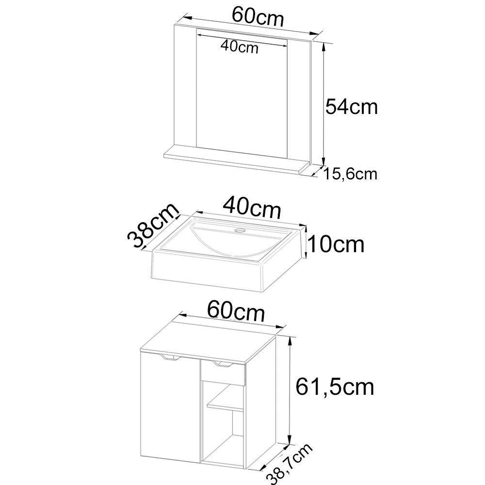 Conjunto Para Banheiro Com Cuba E Espelho Marmore Branco - 7