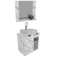 Conjunto Para Banheiro Com Cuba E Espelho Marmore Branco - 1