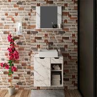 Conjunto Para Banheiro Com Cuba E Espelho Marmore Branco - 2