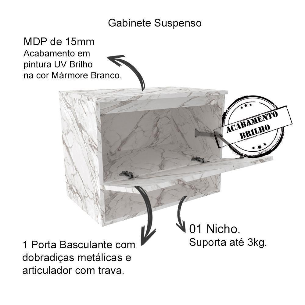 Conjunto Para Banheiro Com Cuba E Espelho Bn6 Marmore Branco - 5