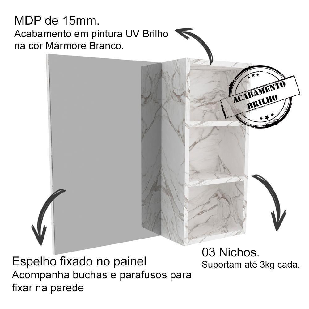 Conjunto Para Banheiro Com Cuba E Espelho Bn6 Marmore Branco - 6