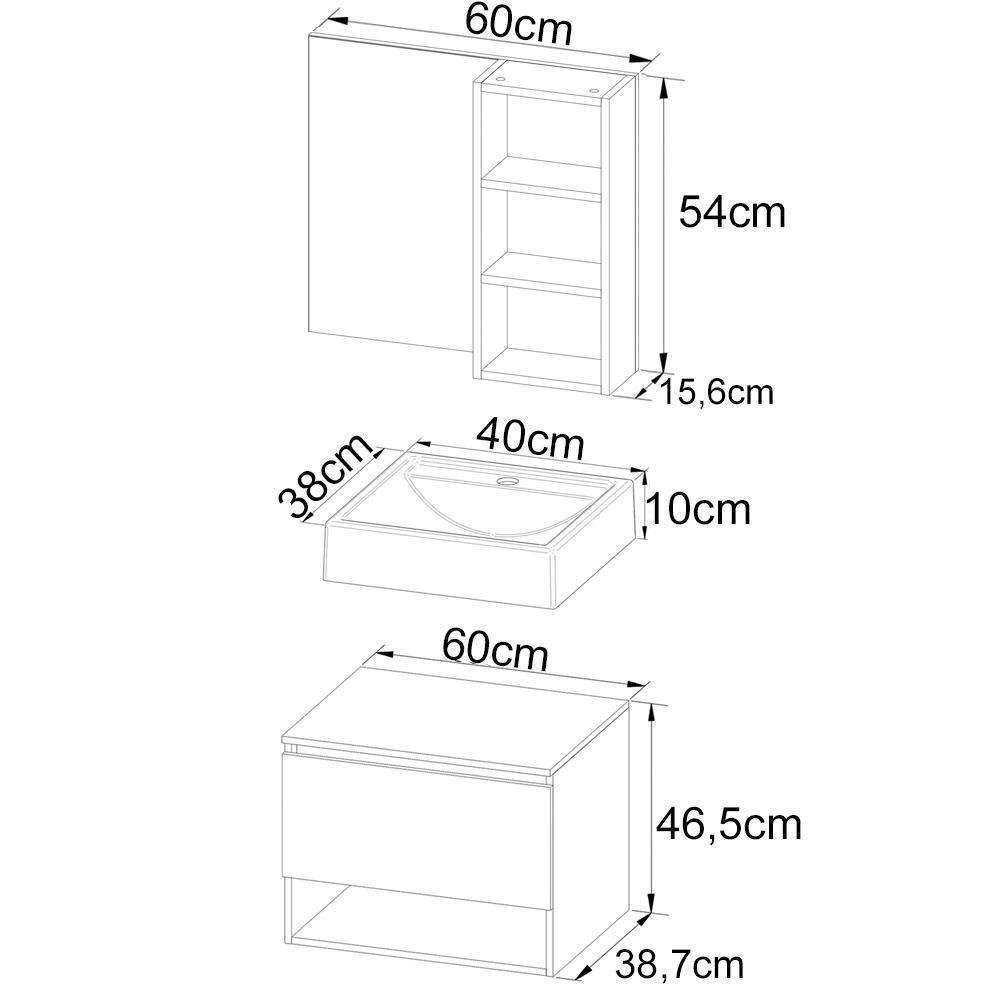 Conjunto Para Banheiro Com Cuba E Espelho Bn6 Marmore Branco - 7