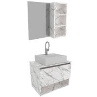 Conjunto Para Banheiro Com Cuba E Espelho Bn6 Marmore Branco - 1