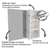 Conjunto Para Banheiro Com Cuba E Espelho Bn6 Marmore Branco - 11