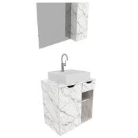 Conjunto Para Banheiro Com Cuba E Espelho Bn2 Marmore Branco - 1