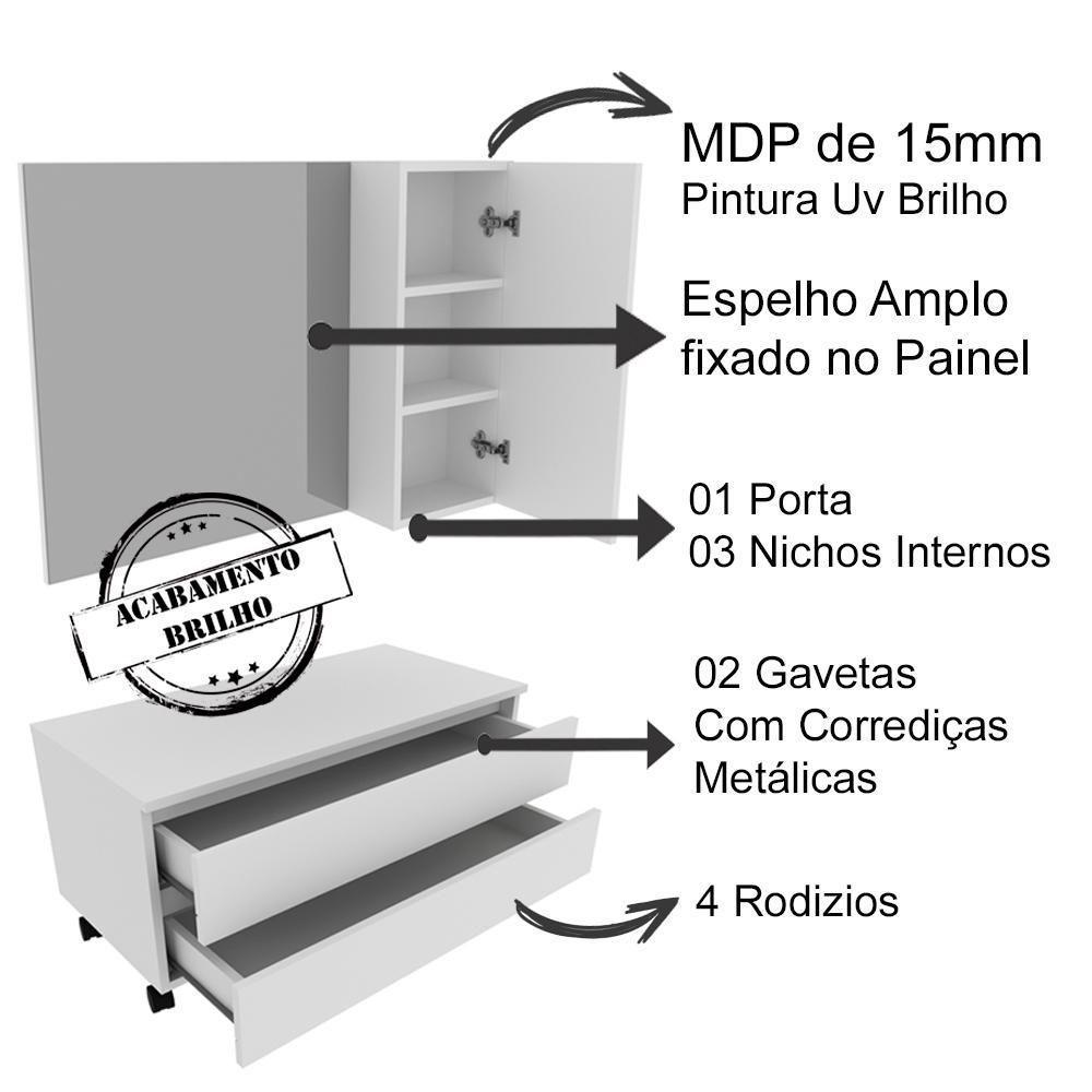 Conjunto Para Banheiro Armarios Com Cuba Bn1 Branco - 5