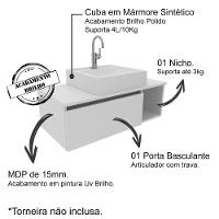 Conjunto Para Banheiro Armarios Com Cuba Bn1 Branco