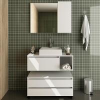 Conjunto Para Banheiro Armarios Com Cuba Bn1 Branco - 7