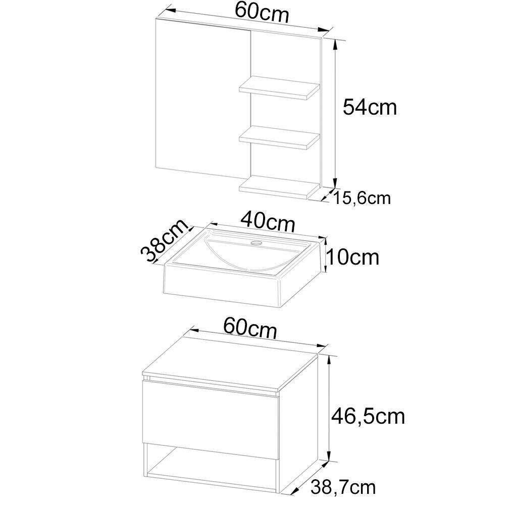 Conjunto Para Banheiro Com Cuba E Espelho Bn5 Marmore Branco - 6