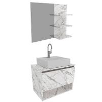 Conjunto Para Banheiro Com Cuba E Espelho Bn5 Marmore Branco - 1