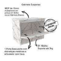 Conjunto Para Banheiro Com Cuba E Espelho Bn5 Marmore Branco - 9