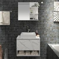 Conjunto Para Banheiro Com Cuba E Espelho Bn5 Marmore Branco - 12