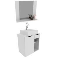 Conjunto Para Banheiro Com Cuba E Espelho Bn4 Branco - 1