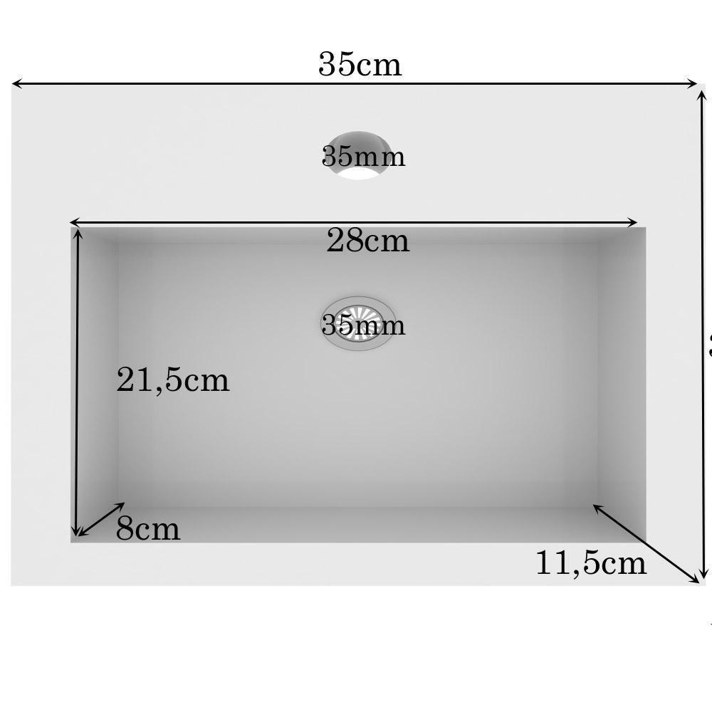 Conjunto Para Banheiro Armário Gabinete 01 Porta 60 Cm Com Cuba Duna B06 Branco Nogal - Lyam Decor - 4