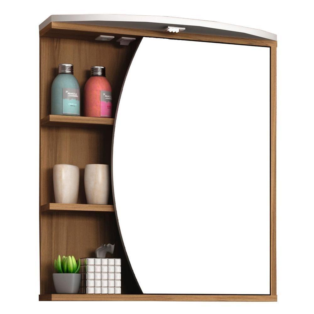 Conjunto Para Banheiro Armário Gabinete 01 Porta 60 Cm Com Cuba Duna B06 Branco Nogal - Lyam Decor - 9