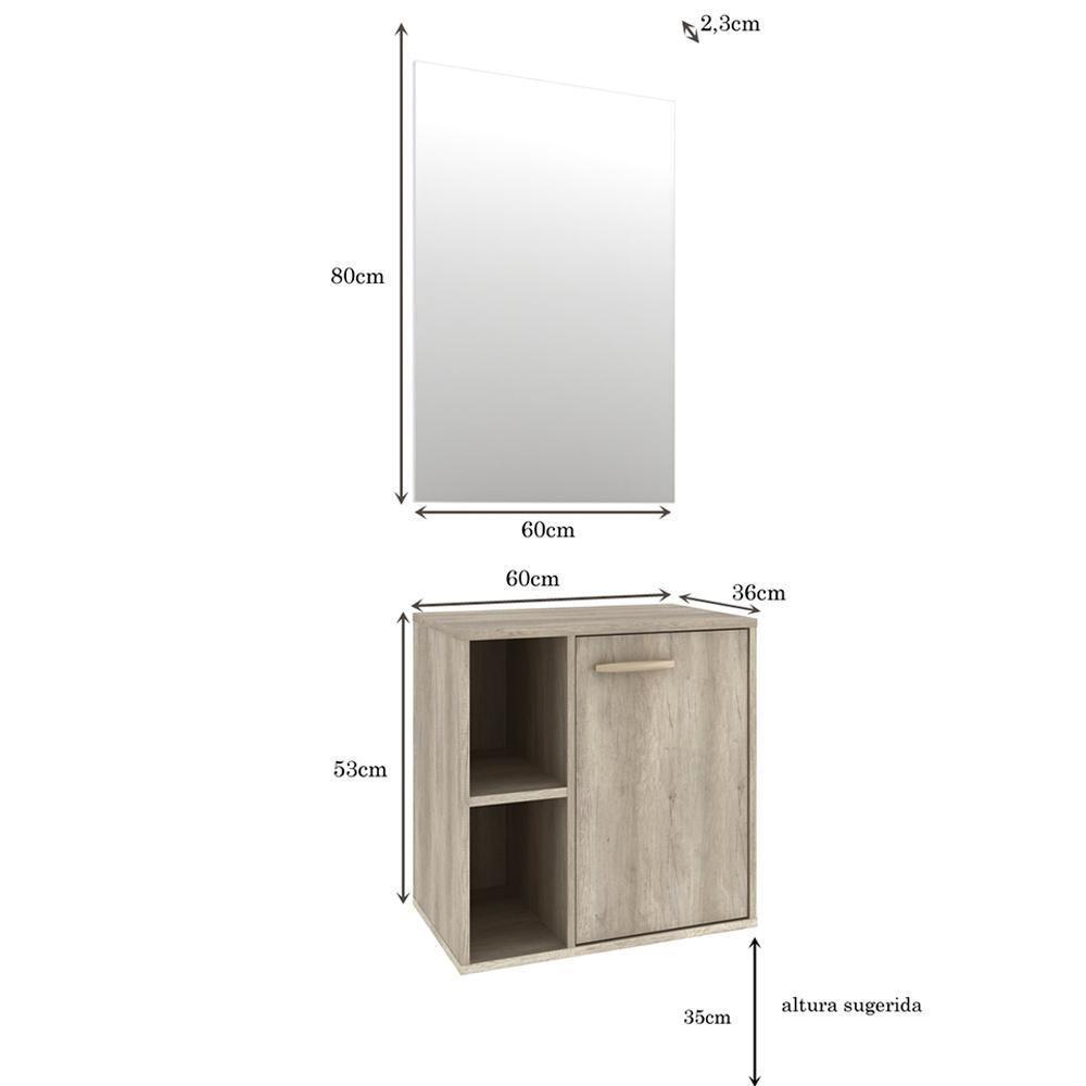 Conjunto Para Banheiro 60Cm Com Cuba E Espelho - 6