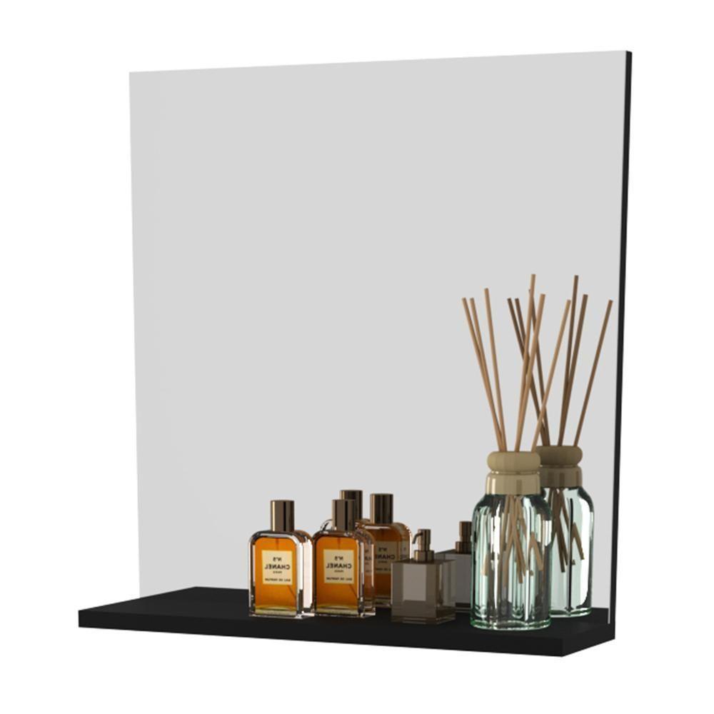 Espelheira Para Banheiro 45cm Com Prateleira Multimóveis Cr10115 Preto Preto - 1