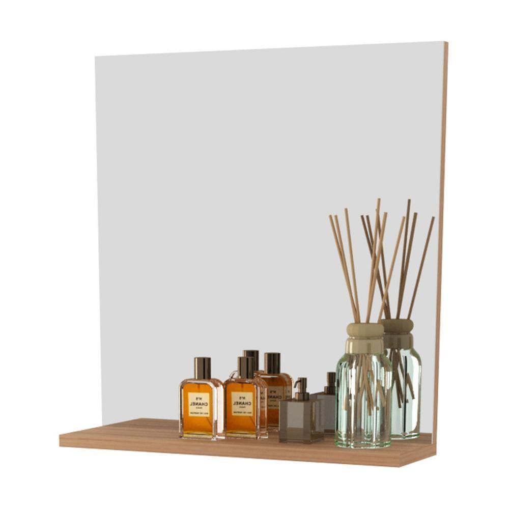 Espelheira Para Banheiro 45cm Com Prateleira Multimóveis Cr10115 Amêndoa Amêndoa - 1