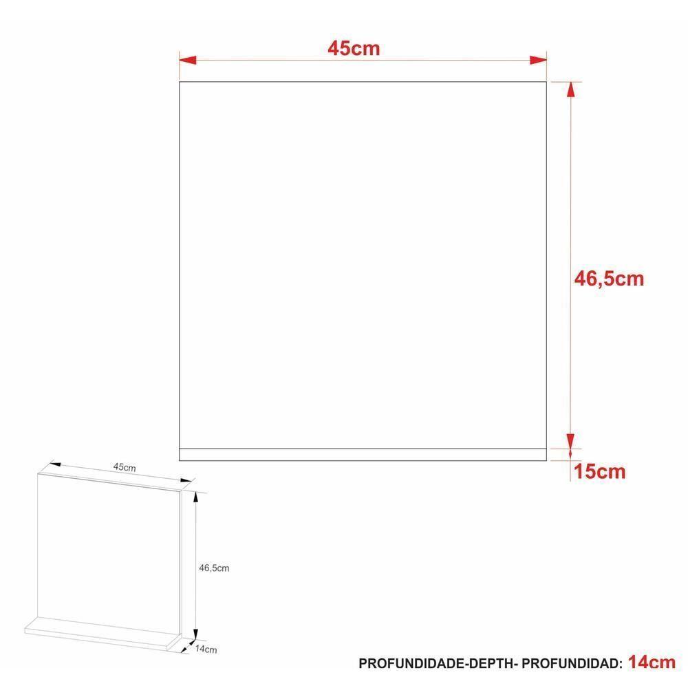 Espelheira Para Banheiro 45cm Com Prateleira Multimóveis Cr10115 Amêndoa Amêndoa - 4