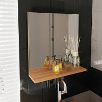 Espelheira Para Banheiro 45cm Com Prateleira Multimóveis Cr10115 Amêndoa Amêndoa - 3