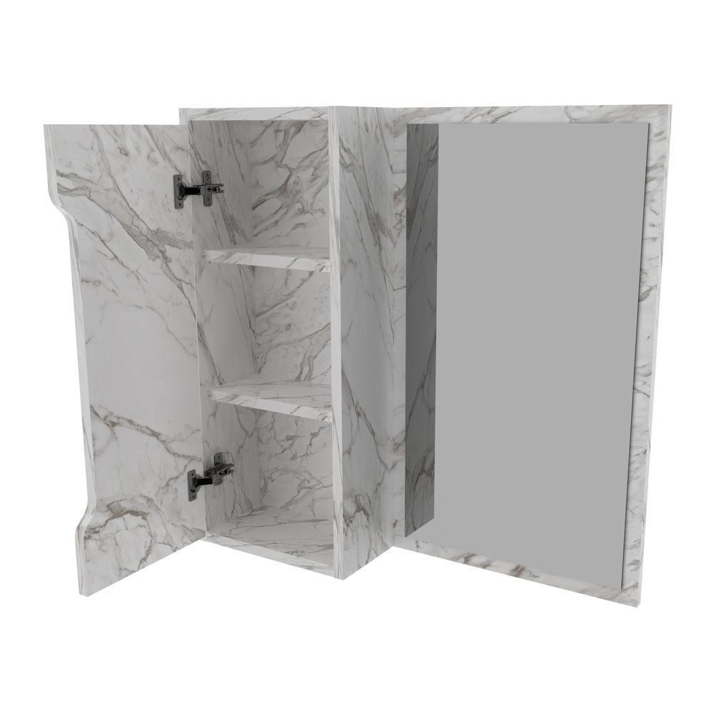 Espelheira Para Banheiro 60cm Com 1 Porta Multimóveis Cr10117 Mármore Branco Mármore Branco - 2